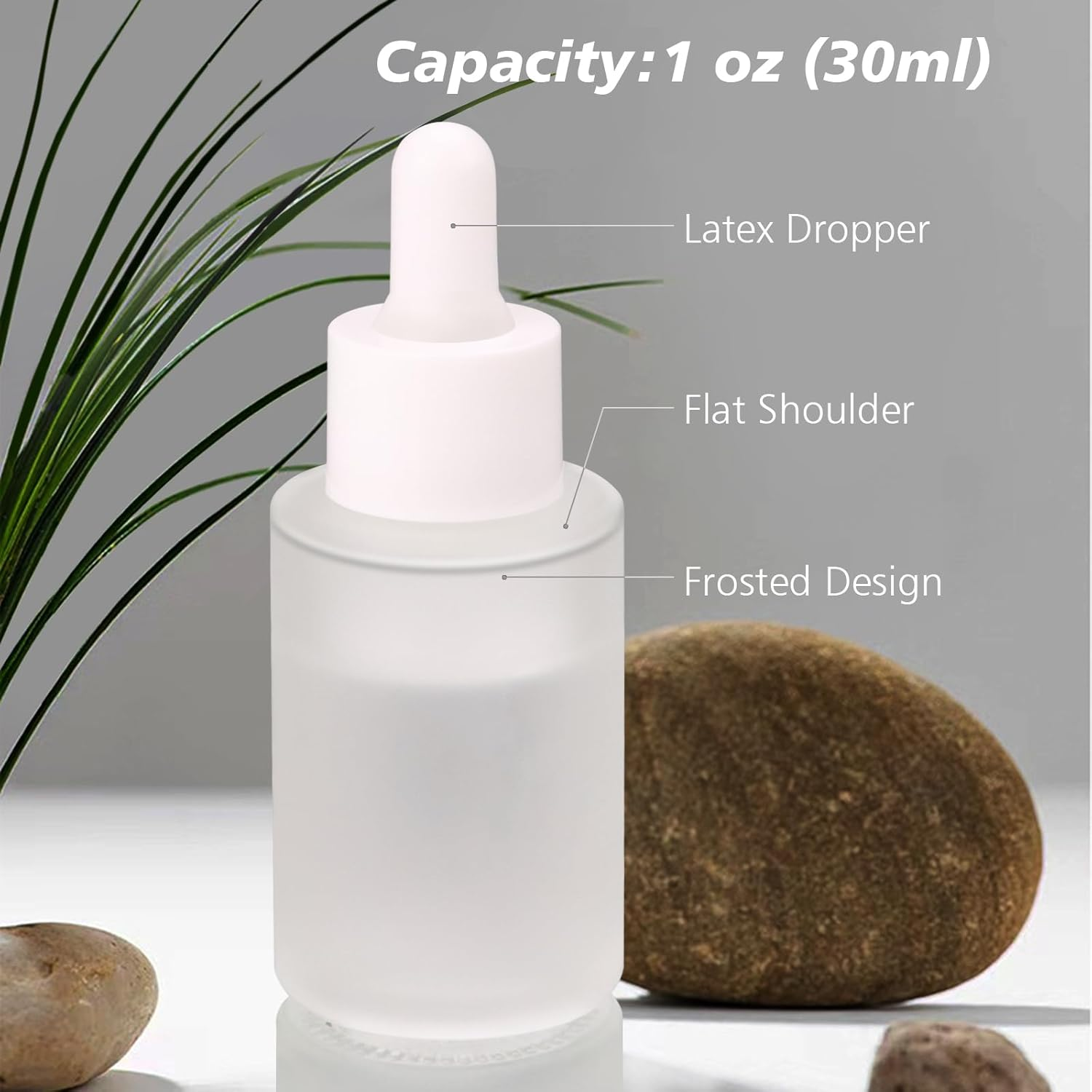 Matifaner 1 Oz Glass Dropper Bottle, 30Ml Frosted Essential Oil Bottles, Clear with Glass Eye Dropper for Tincture (20 Pcs) - Clear Frosted image number 5