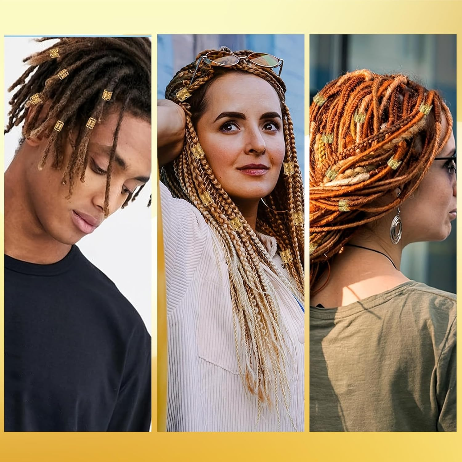 APOMOONS Pack of 260 Gold Hair Accessories for Braids, 17 Types Loc Jewellery for Hair, Golden Hair Accessories, Gold, Hair Beads for Cliping, Dreadlocks Jewellery, Hair Accessory Women and Men image number 5
