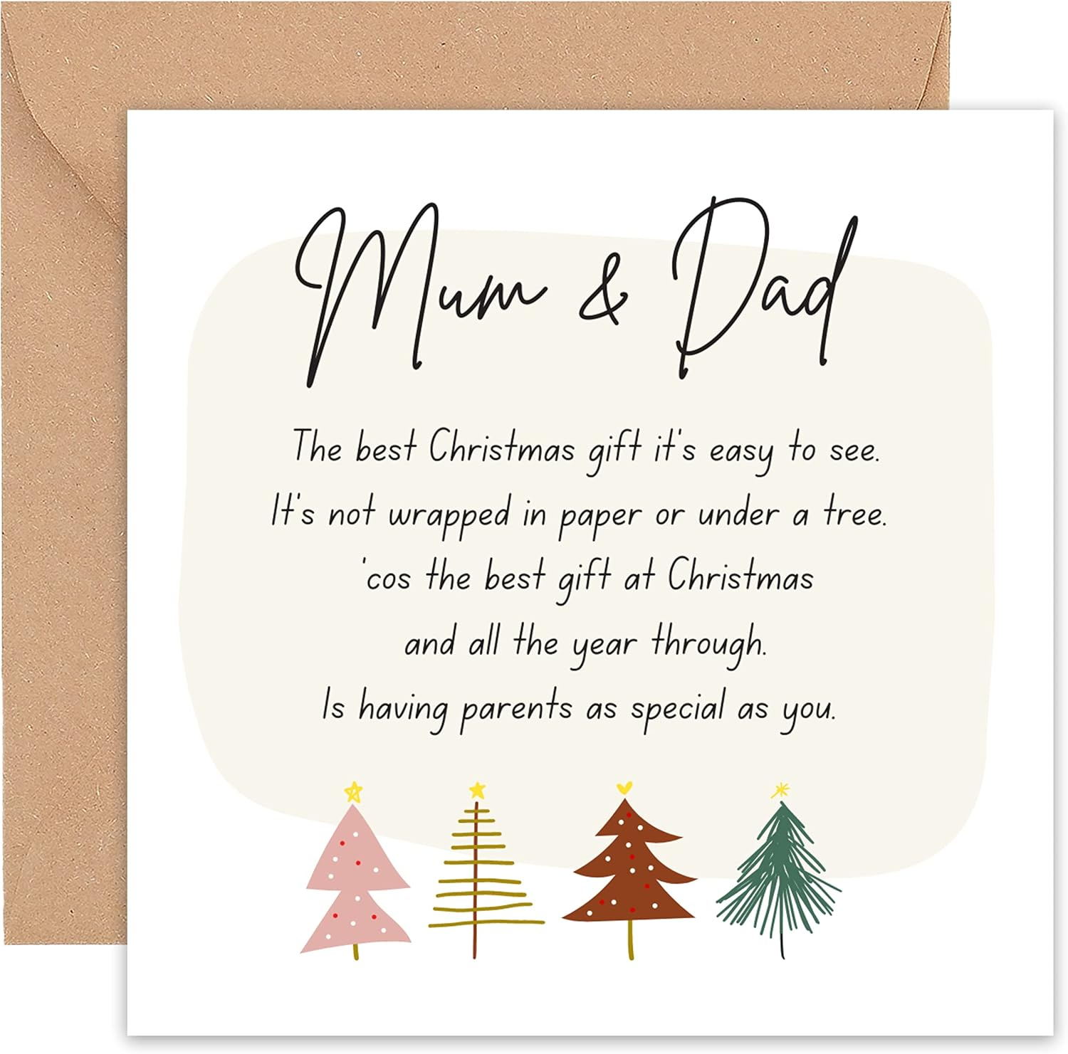 Felbridge Studio - Mum and Dad Christmas Card - Family Christmas Cards - Mum Dad Xmas Card - Mother Father - from Son Daughter Both of Us Step - Special Sentimental Large Luxury Fancy Gift 2022-14Cm