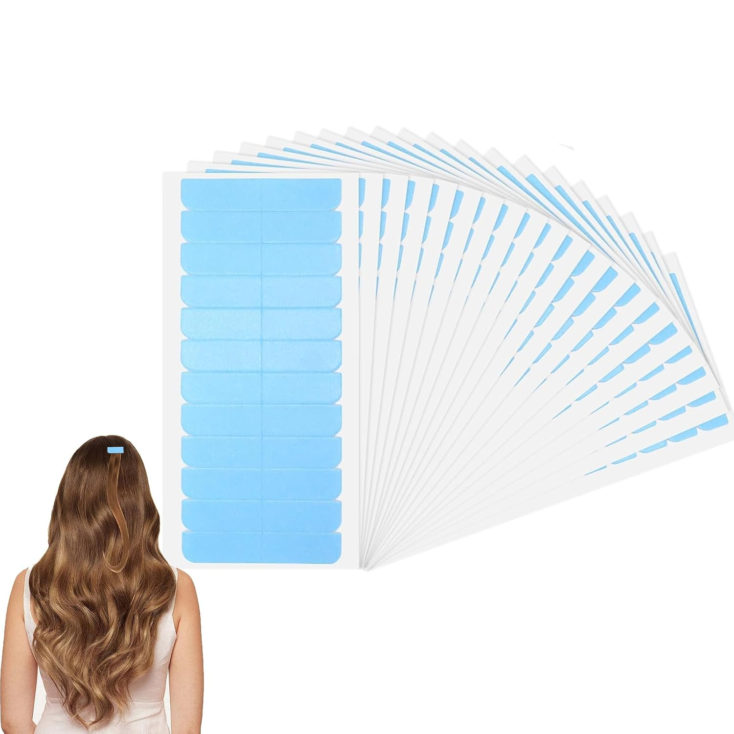 Hair Extension Tape, 240 Pcs Hair Extension Tapes, Strip in Hair Extensions Double Sided Adhesive for Replacement, Professional Strong No-Residue Bonding Strips, Wigs Supplies (4Cm X 0.8Cm) image number 3