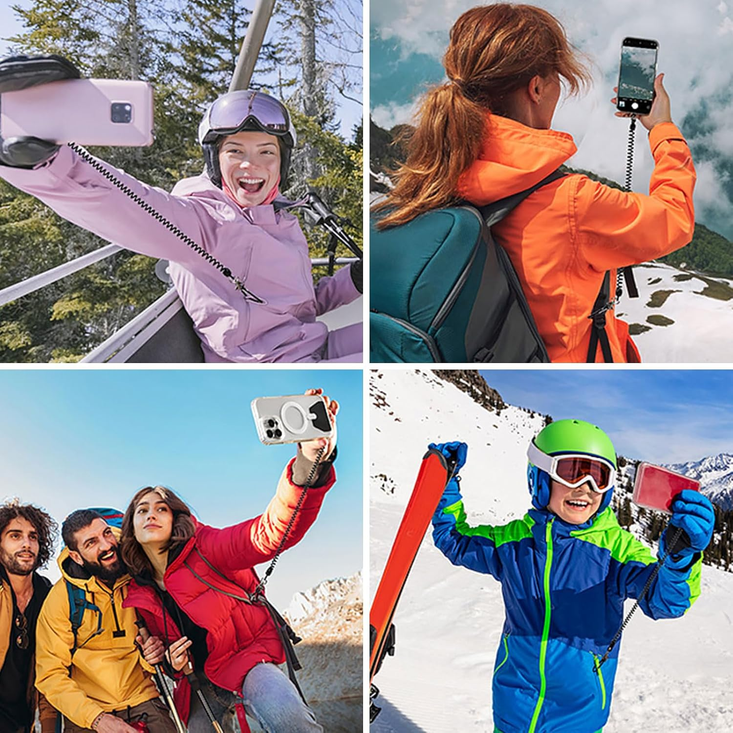 Lunarcharm 2 Pack Phone Lanyard Anti-Theft Strap Coiled Cord for Outdoor Hiking and Climbing for Most Smartphones (Black + Black) image number 3