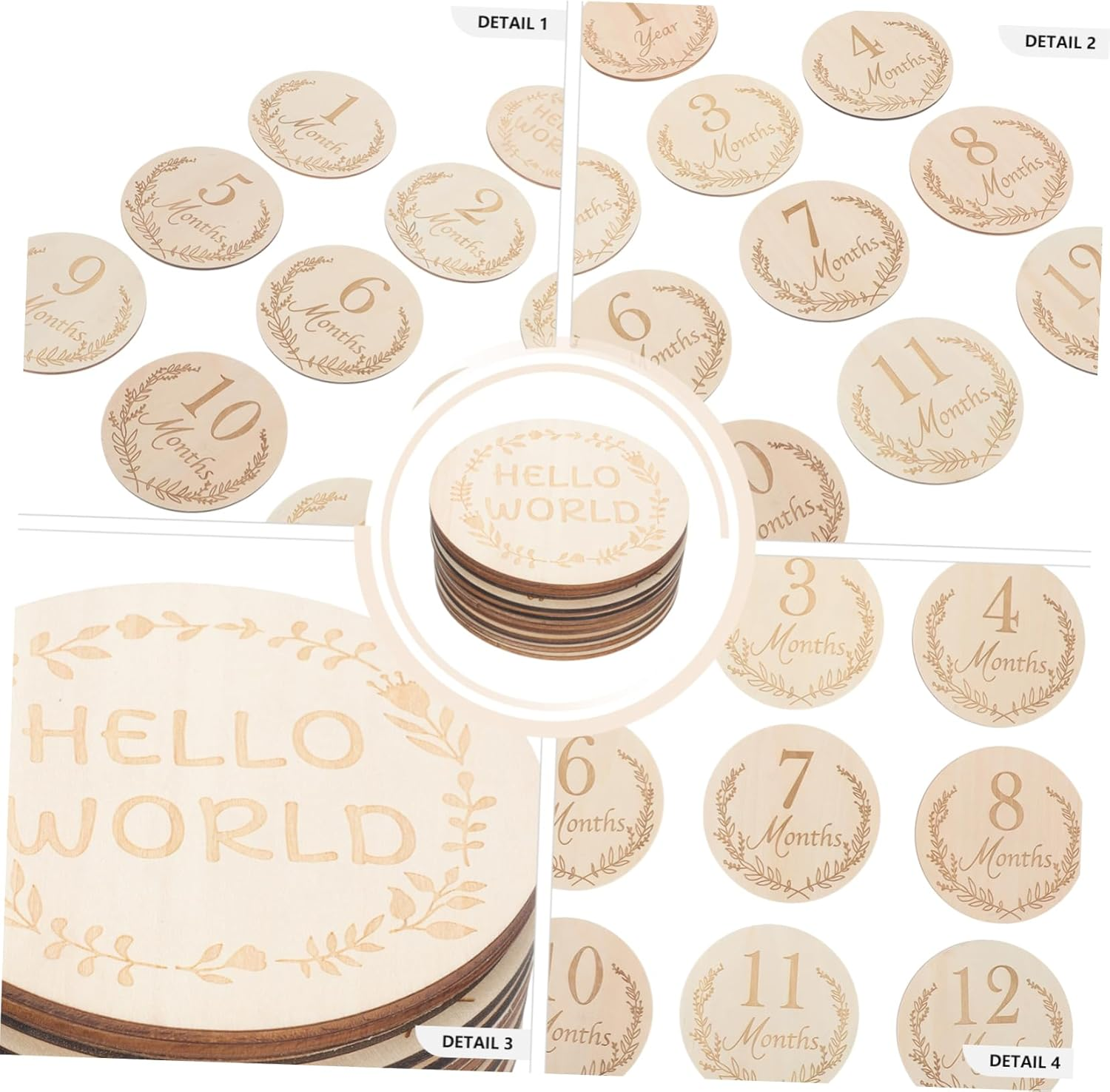 UPKOCH Baby Monthly Milestone Cards Wooden Photo Props 14Pcs for Baby'S Growth Album Keepsake Photography image number 1