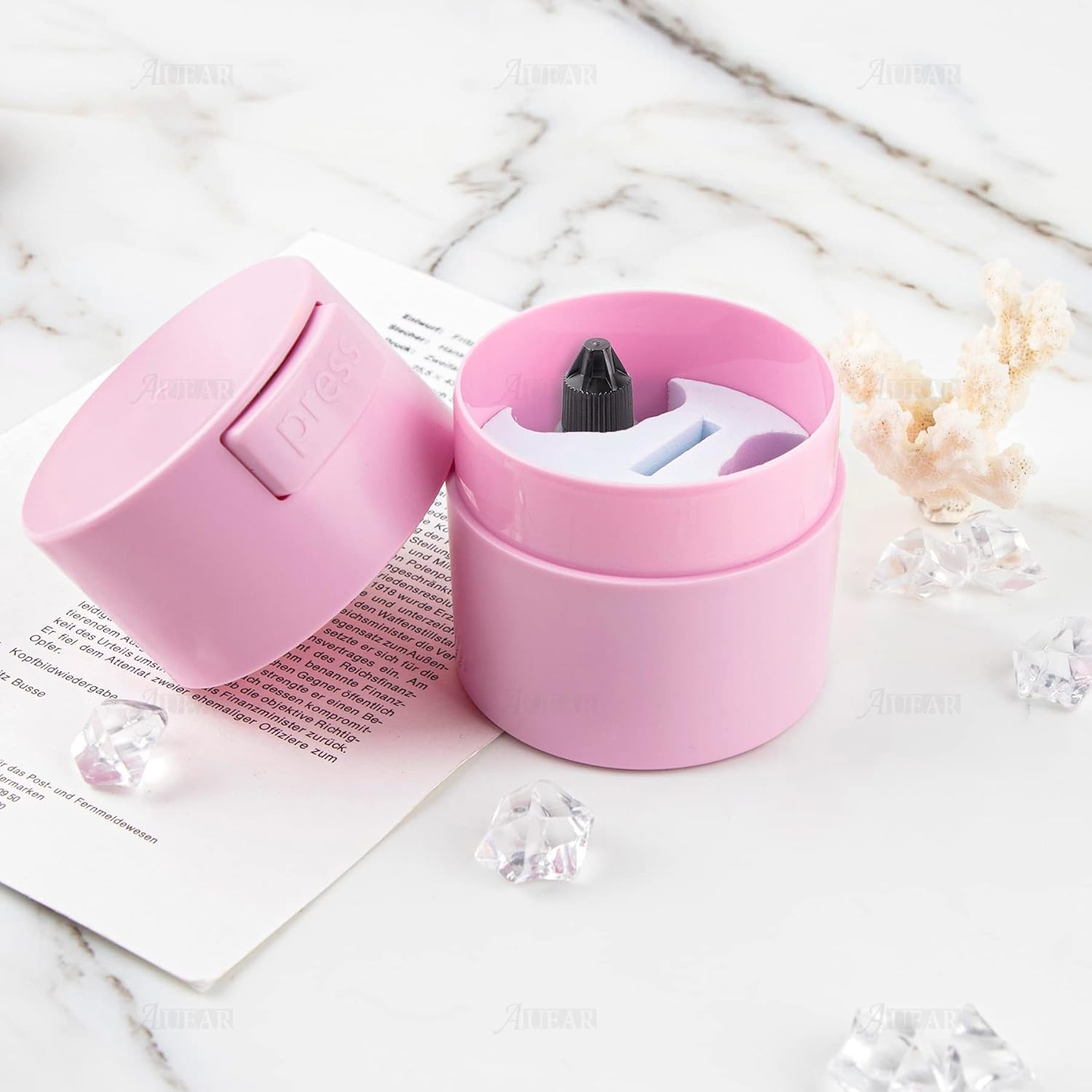 AUEAR, Eyelash Glue Storage Tank Lash Extension Organizers Activated Carbon Sealed Storage Jar Leak Proof Container Cylinder (Pink) image number 5