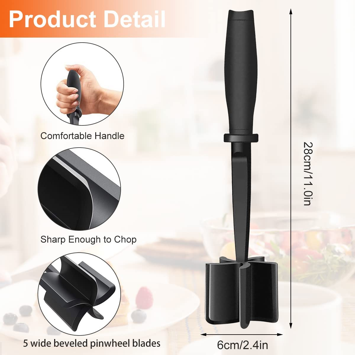 Meat Chopper Heat Resistant Meat Chopper with Non-Slip Handle Nylon Meat Masher Multifunctional Hamburger Chopper Beef Masher Non Stick Mix Chopper (1) image number 6