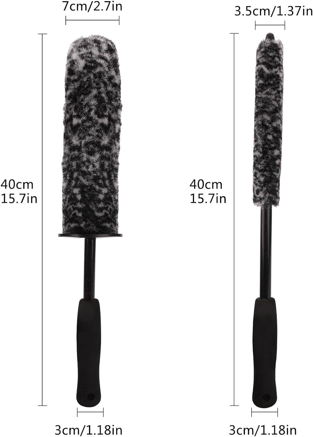 Homiliky 2 Pcs Car Wheel Brushes and Rim Cleaning Brush Long Handle Vehicle Kit Microfiber Hub Different Size Detailing Set Bendable Tire Brush (BLACK&WHITE) image number 5