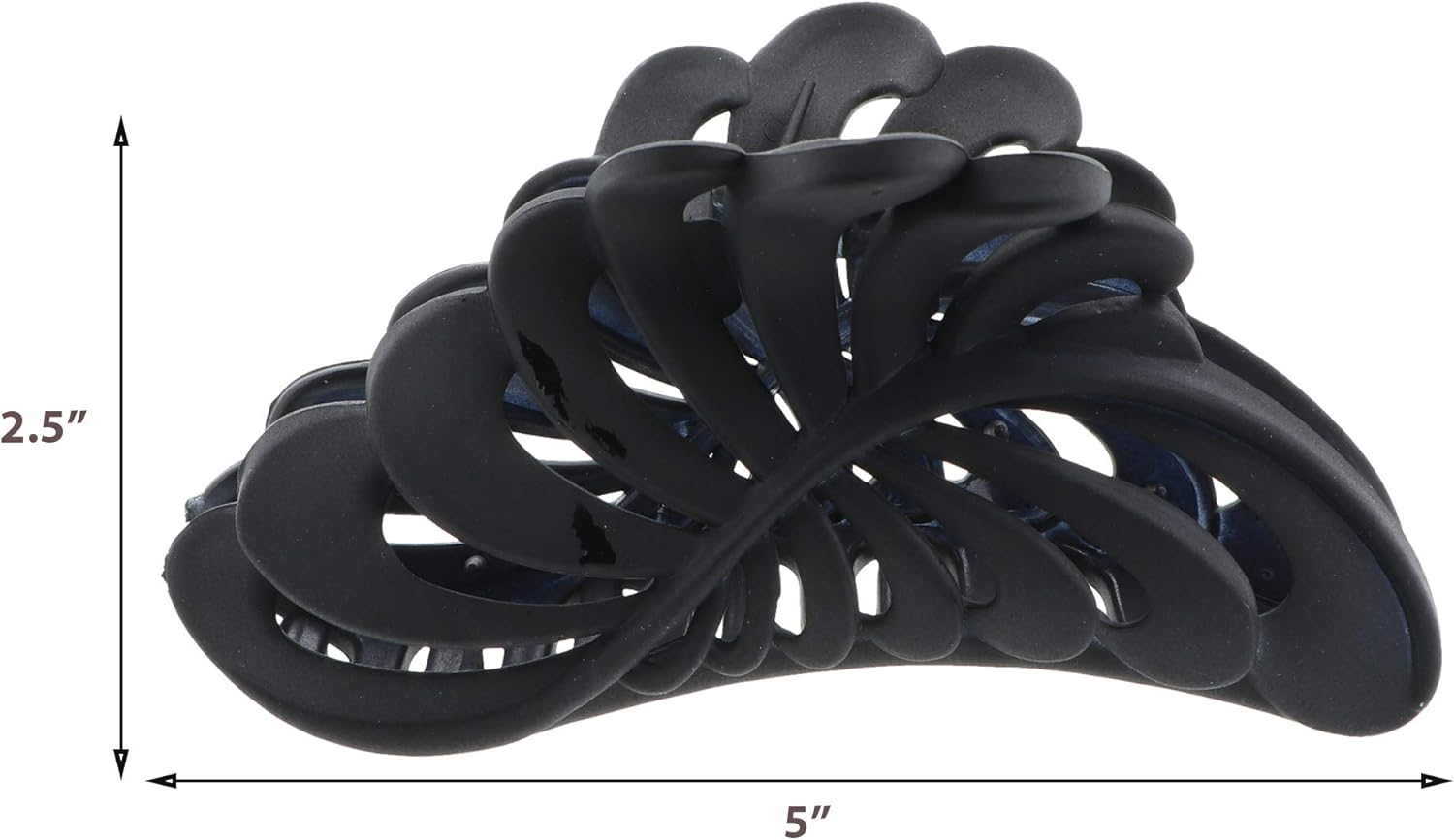 Matte Black 5 Inch Large Jaw Clip Hair Claw with Leaf Design (Motique Accessories)