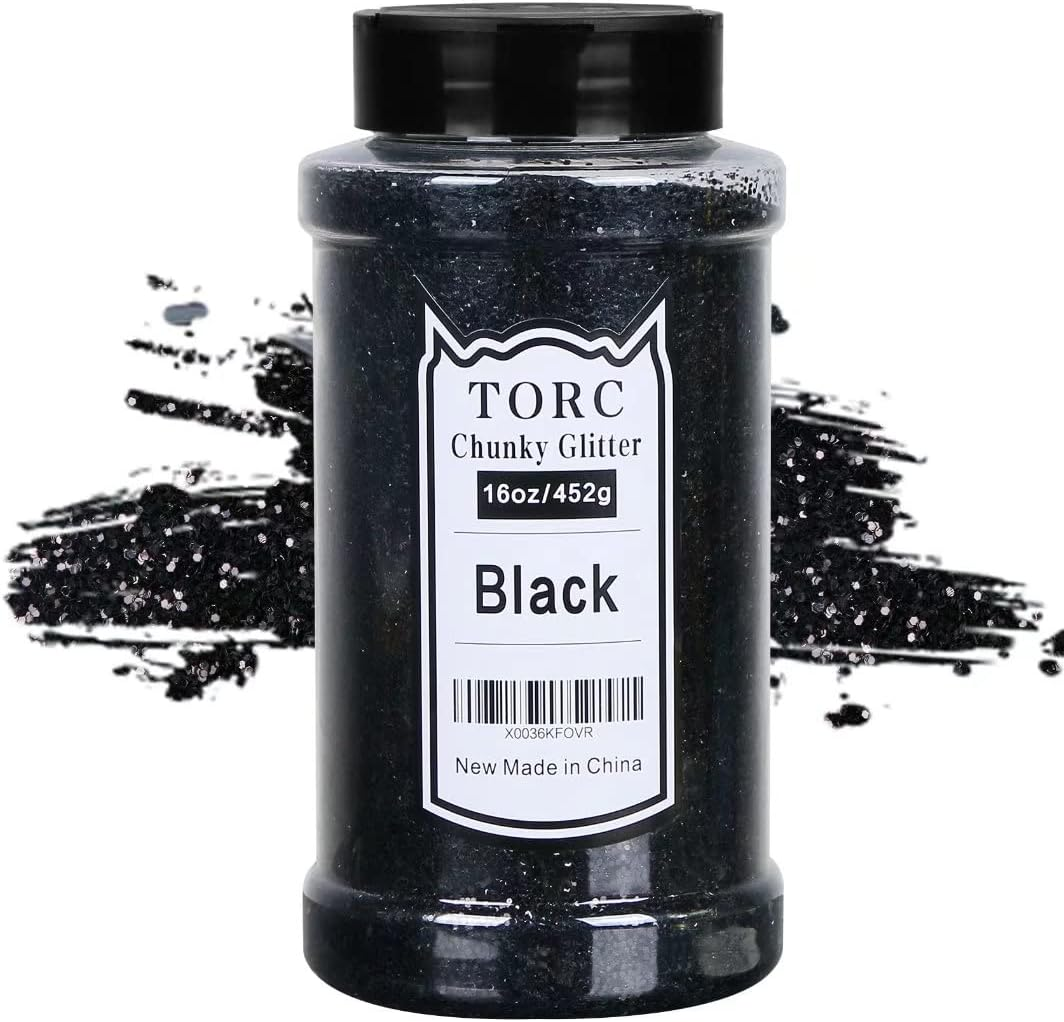 TORC Black Chunky Glitter 1 Pound 16 OZ Glitter for Resin Crafts Tumblers Cosmetic Makeup Nail Art Festival Decoration image number 2