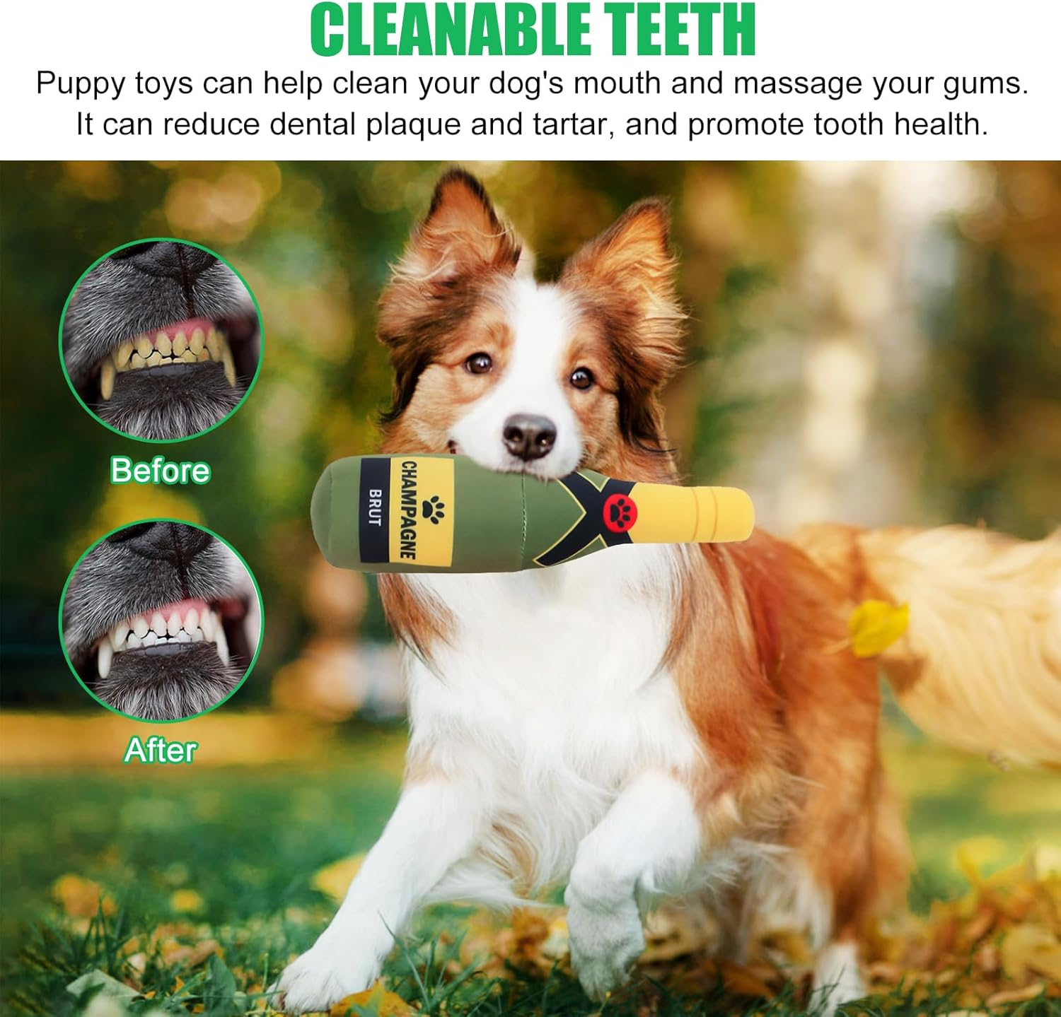 HOMURY Squeaky Dog Toy, Chew Toy, Plush Dog Toy, Squeaky Toy, Dog Beer Bottle, Plush Toy, Dog Beer Bottle Toy for Small, Medium and Large Dogs image number 1