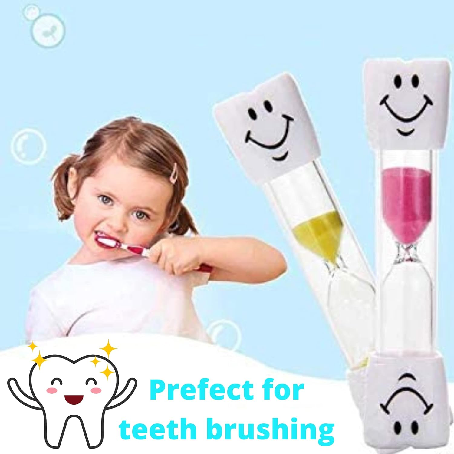 Kids 2 Minute Sand Timer Toothbrush, Random Colour, Single/Twin Pack (2X 2 Minute Timer) image number 1