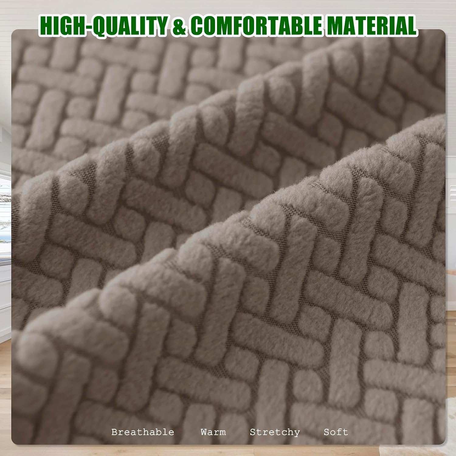 Gollense Bar Stool Covers Set of 4 Stretch Jacquard Barstool Slipcovers Washable Dining Chair Seat Covers with Back Removable Pub Counter Tall Chair Protectors for Kitchen Island Chairs (Khaki) - Beige image number 7