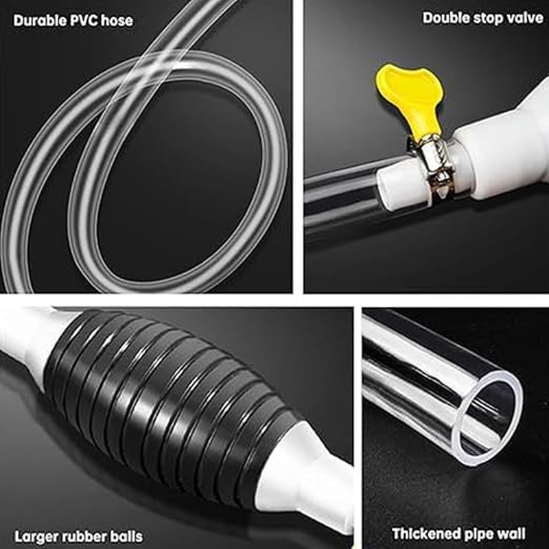 Siphon Hand Pump,Portable Widely Use Hand Fuel Pump,Gas Oil Water Fuel Transfer Siphon Pump,Aquarium Water Changer Gravel Vacuum Pump,With 1M Syphon Hose,Metal Buckles image number 6