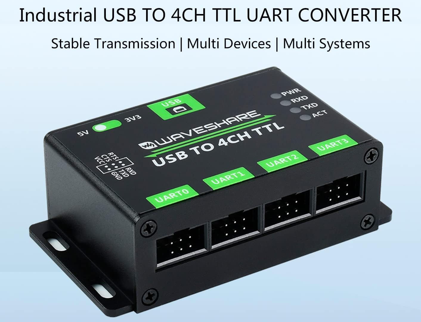 Industrial USB to 4-CH TTL Converter Adapter USB to UART Support Multi Protection /Systems /Win7/8/8.1/10/11, Linux, Etc image number 4