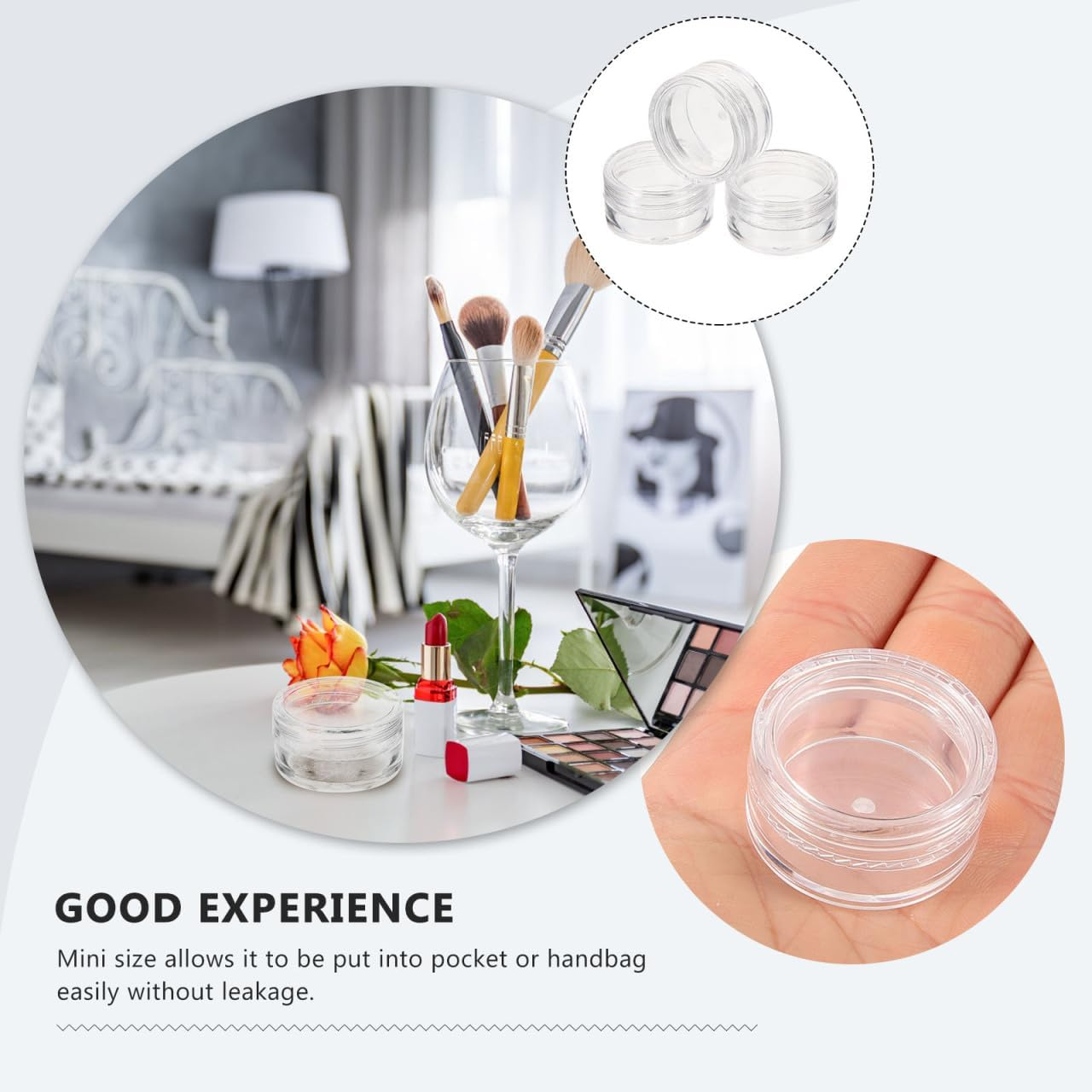 Baluue 20 Pieces Sample Containers with Lids, Clear Plastic Cosmetic Containers Refillable Sample Jars Portable for Creams Lotion Liquid Storage, 5 Gram - Transparent image number 3