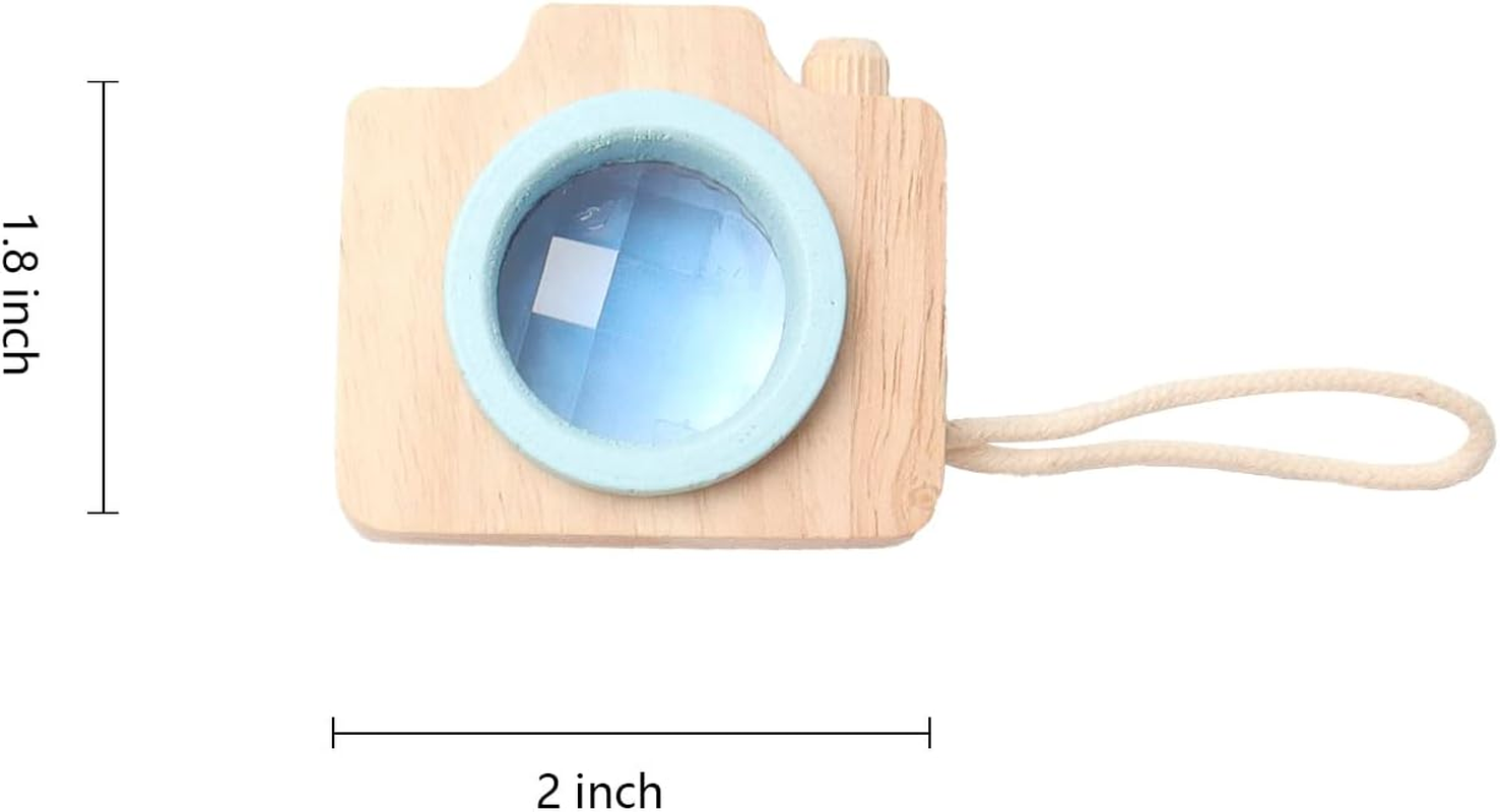 5 Pcs Mini Kaleidoscope Camera Miniature Wooden Camera with Different Colored Lenses Portable Kaleidoscope for Color Awareness Birthday Gift Mini Decorative Accessories image number 1