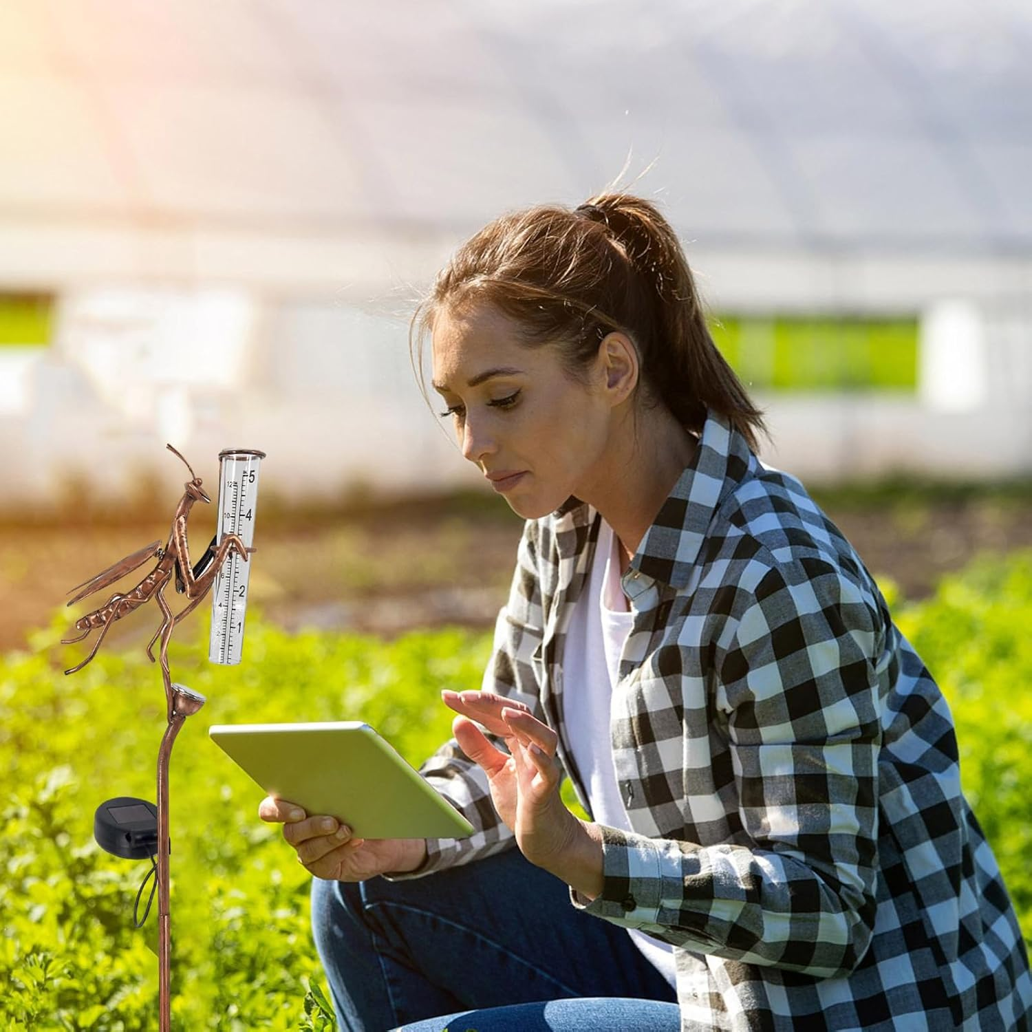 Decorative Rain Gauges - Waterproof Rain Gauge with Lights | Mantis Shaped Measure Gauge, Decorative for Patio, Garden image number 4