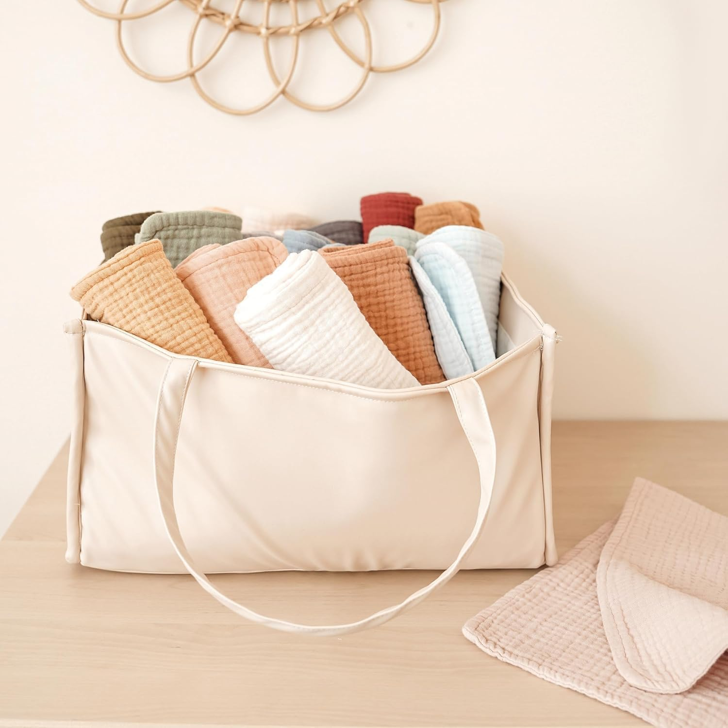 Muslin Burp Cloths 19.6X 11.8In, Pack of 6 - Large,Ultra Absorbent 100% Cotton for Baby Drool and Messes - Soft, Safe & Gentle Baby Burp Cloths for Boys & Girls - Multi (​​Dreamy Baby Towel Array​) image number 2