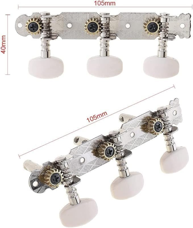 1Pairs Guitar String Tuning Pegs Tuning Keys Machine Heads Tuning Machines for Classical Guitar Chrome Plated 3R3L on a Plank with Acrylic Button Compatible with Classical Guitar image number 3
