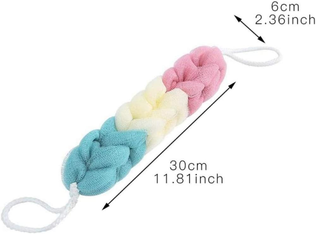 Body Brush Massage Brush 3Pcs Scrubber Bath Shower Mesh Sponge Exfoliating Body Scrub Stretch Braided Loofah with Rope Handles Long Sponge Shower Wash Brush image number 2