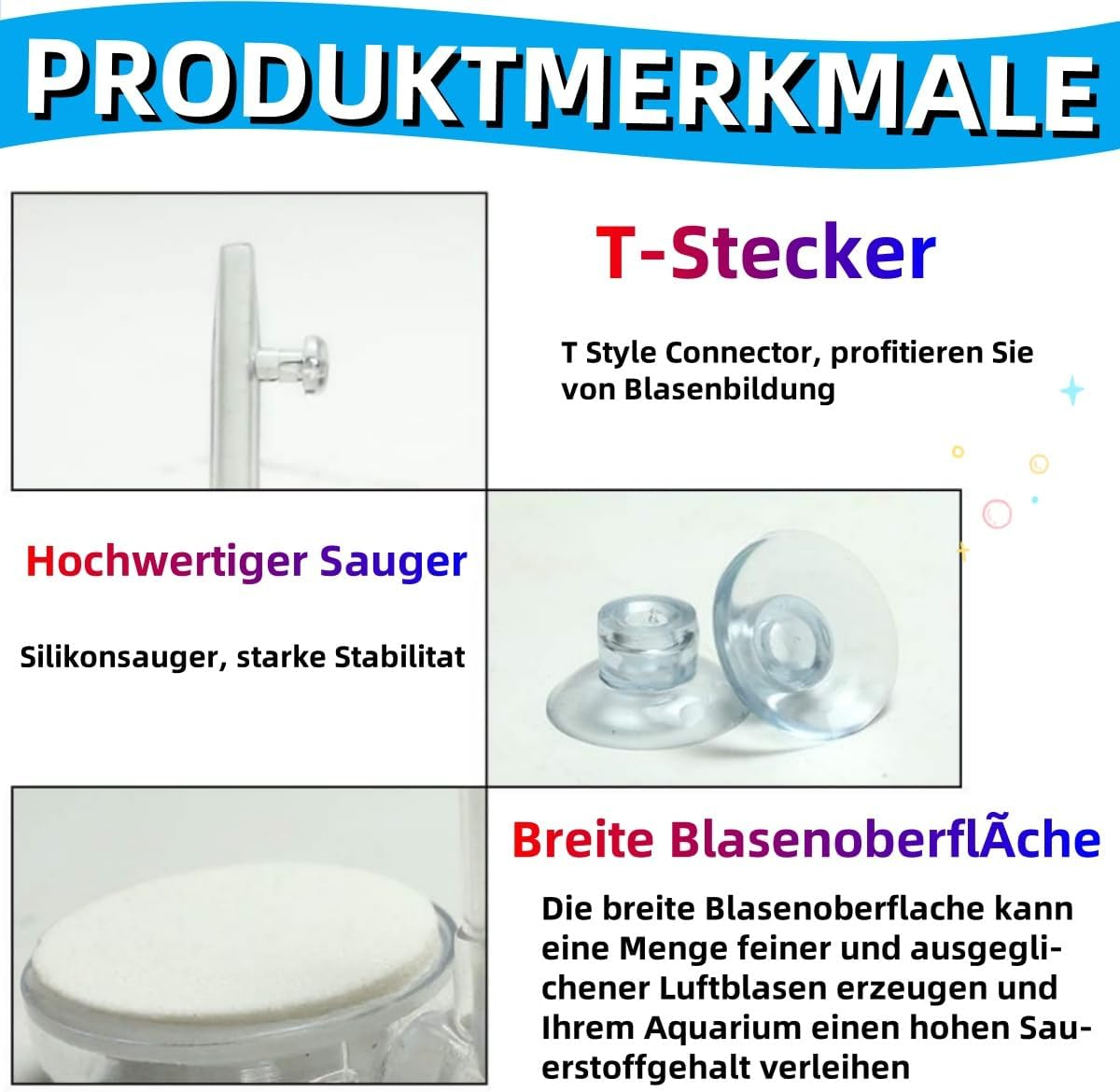 Aquarium Air Stone Tank Nano-Bubble Bubbler with Control Valve 1.5M Air Hose Quiet Ultra-High Dissolved Oxygen Diffuser to Create Ultra-Small Bubbles for Fish Tanks and Basins image number 3