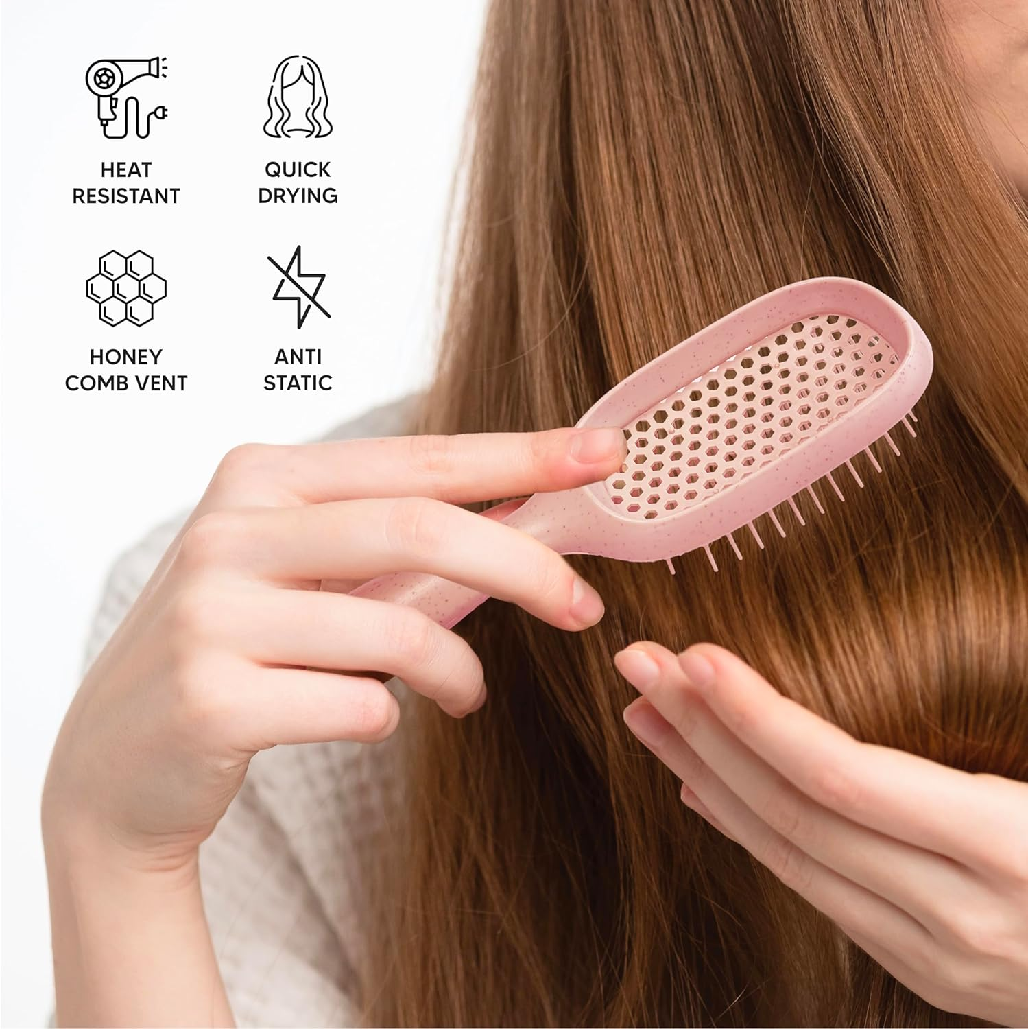 TADA Natural Beauty Hair Brush Detangler for Curly, Thick, Wavy, and Thin Hair - Ventilation Holes for Quick Drying and Styling, Detangler Brush for Women, Men, Kids (4 Colors) (2PK #1) - 2Pk 1 image number 6