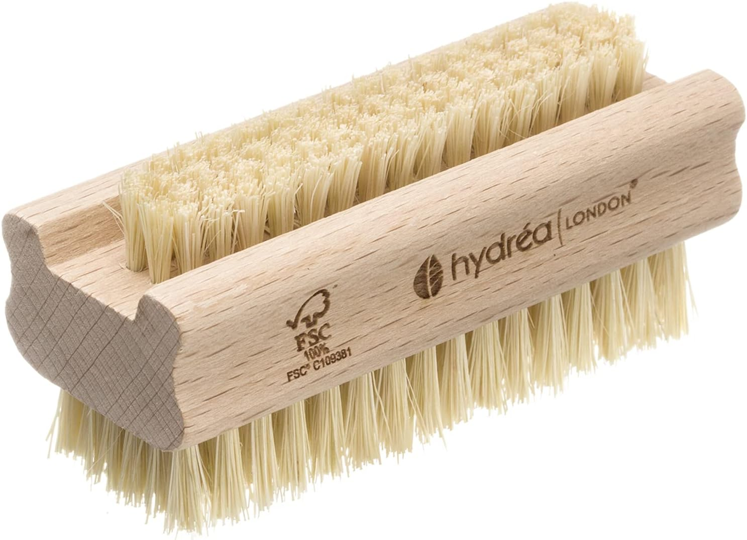 Hydrea London Nail Brush - Double-Sided Pedicure & Manicure Brush with Natural Cactus Bristles - 100% Vegan Hand Scrub, Fingernail Cleaner, & Tough Toenail Cleaning Scrubber - FSC&reg; Certified Beechwood image number 4