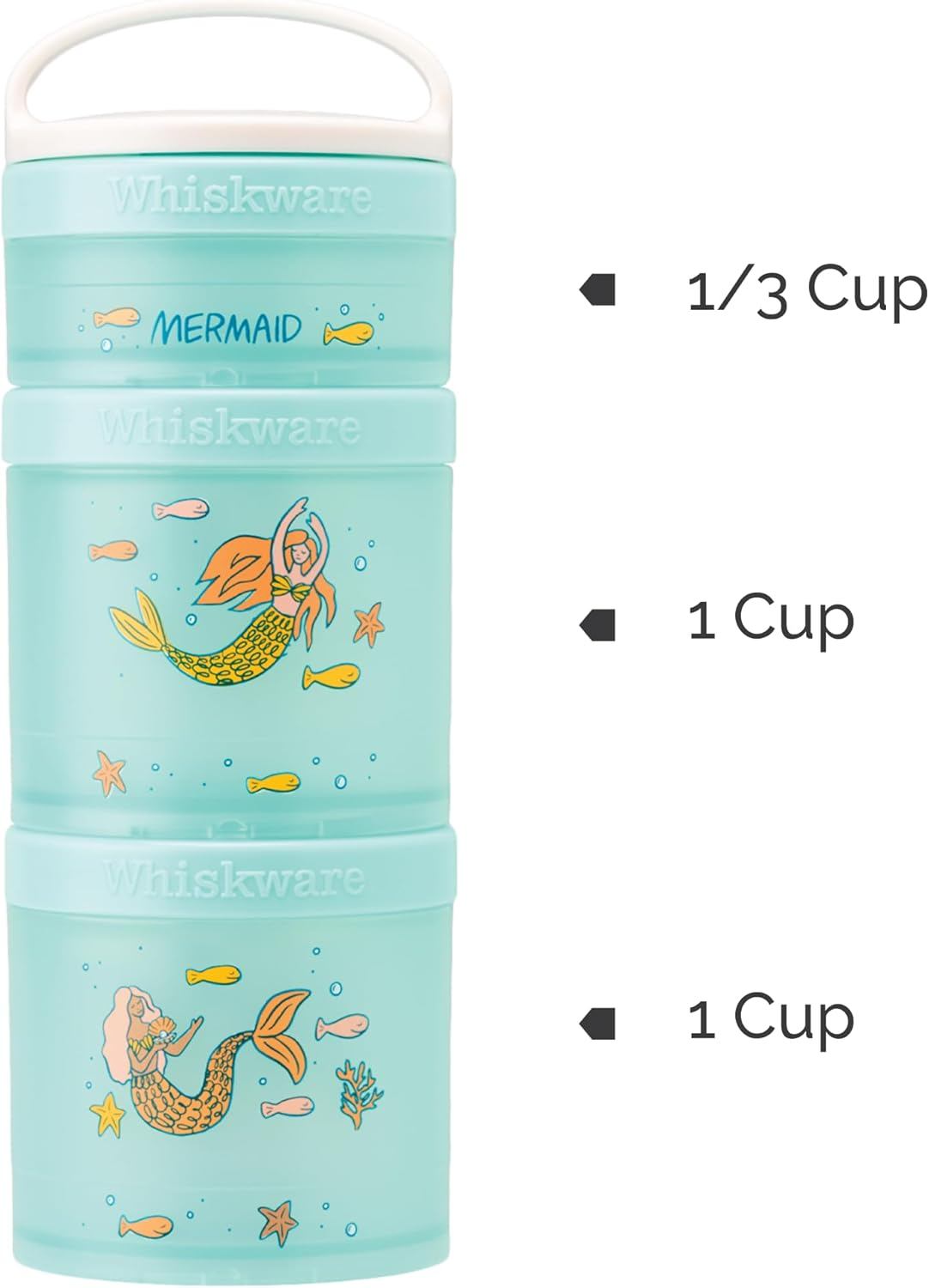 Whiskware Stackable Snack Containers for Kids and Toddlers, 3 Stackable Snack Cups for School or Travel, Mermaid image number 3
