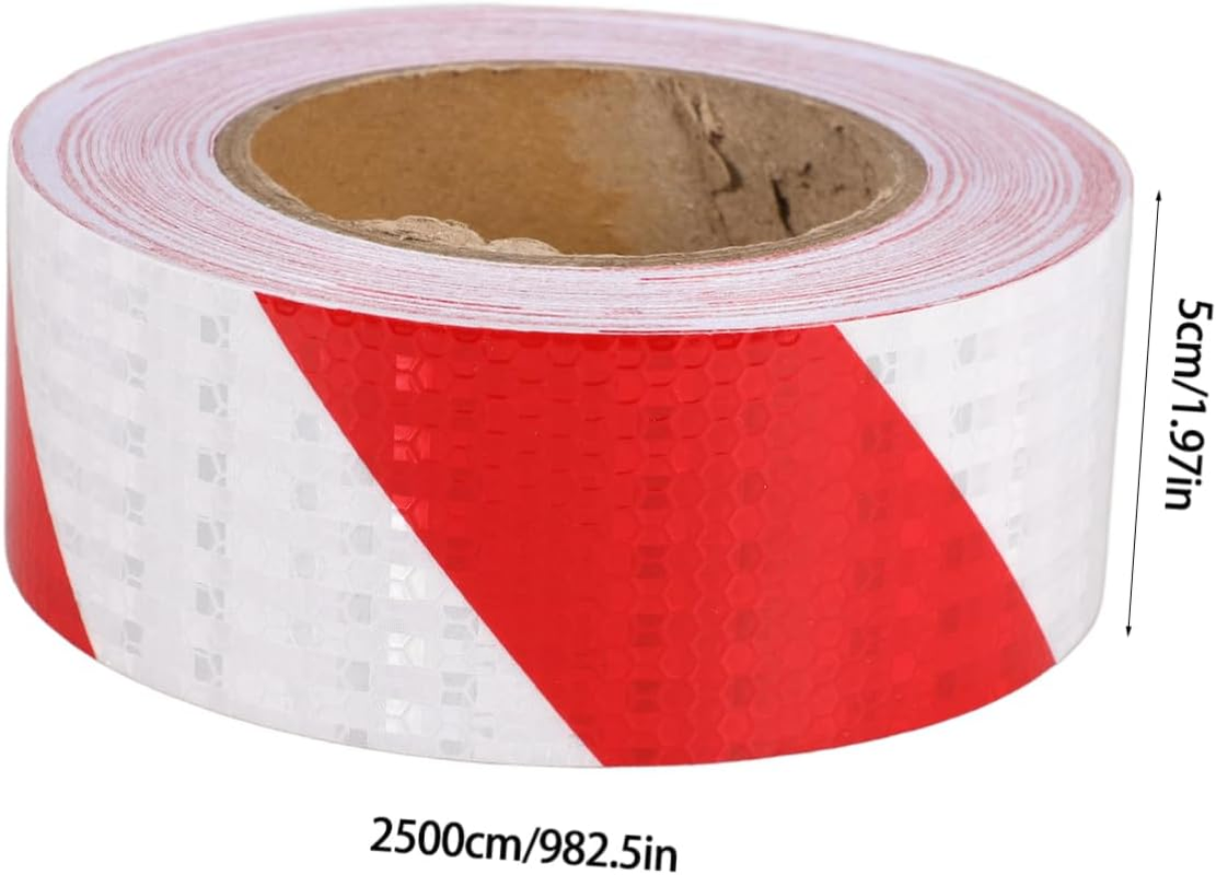GANAZONO Red White Reflective Warning Tape 5Cm X 25M, High Visibility Safety Adhesive Strip for Vehicles, Driveways, Outdoor Caution and Trailer Marking image number 1