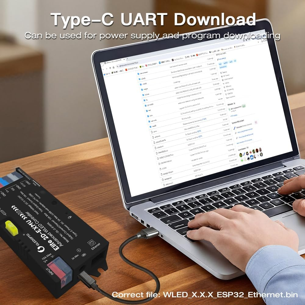 GLEDOPTO ESP32 WLED Controller with Ethernet, Sound Sensitive, UART 20A Plug-In Fuse for WS2811, WS2812, SK6812, WS2815, RGB Digital Addressable IC Light Strip (616WL) image number 4