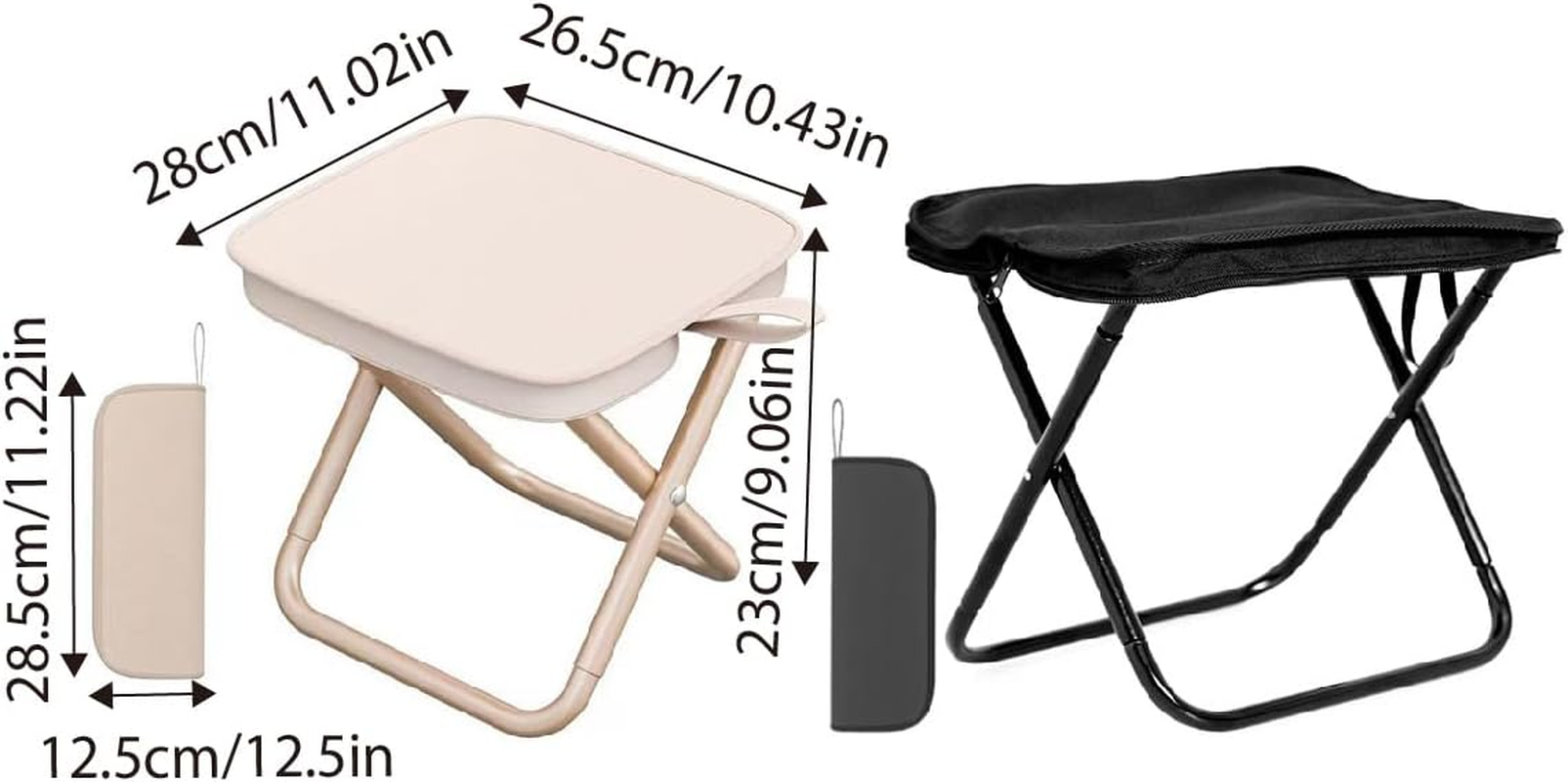 AIMALL Portable Folding Camping Stool with Carrying Bag, Lightweight Compact Small Chair, Oxford Fabric Seat, Metal Frame, Ideal for Outdoor Hiking, Fishing, Picnics (11X11In) image number 1