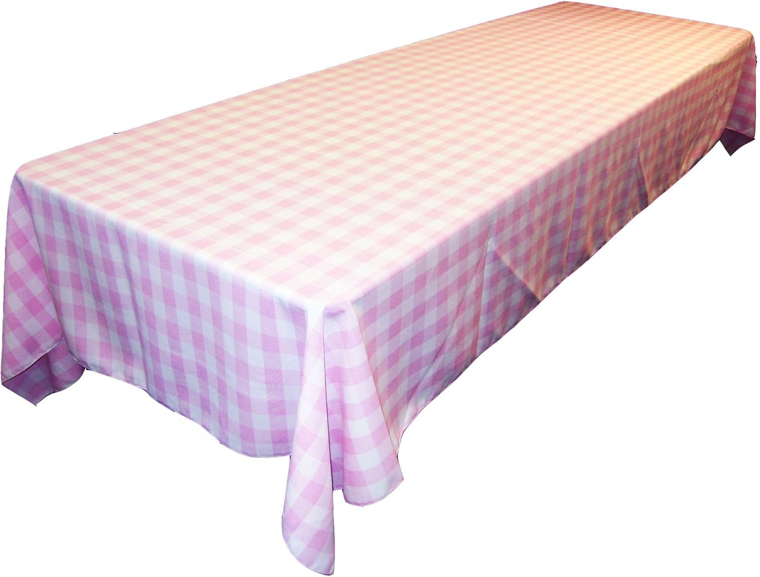 LA Linen Polyester Gingham Checkered Rectangular Tablecloth, White/Orange, 60" X 84"