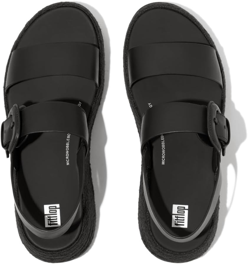 F-Mode Espadrile Buckle Leather Flatform Sandals, Women'S image number 1