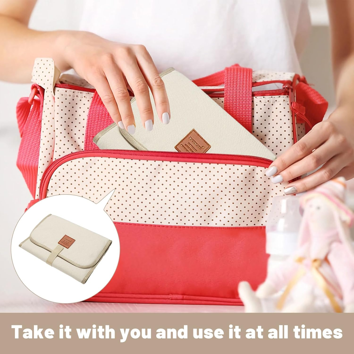 Baby Change Mat, 1 Pcs Baby Changing Mat, Baby Change Pad for Foldable Travel, Waterproof, Portable Change Mat for Washable, Wipeable, Nappy Change Mat for Home Travel outside (White)