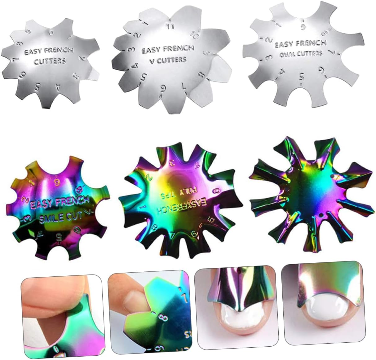 BATHVEVE 6Pcs Nail Art Template Kit Nail Trimmer Stencil for DIY Manicure Manicure Tools Safety image number 1