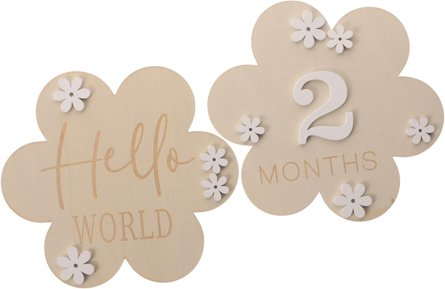 2Pcs Wood Milestone Discs for Newborn Photos Month Cards Birth Announcements Shower Props for Monthly Growth Record