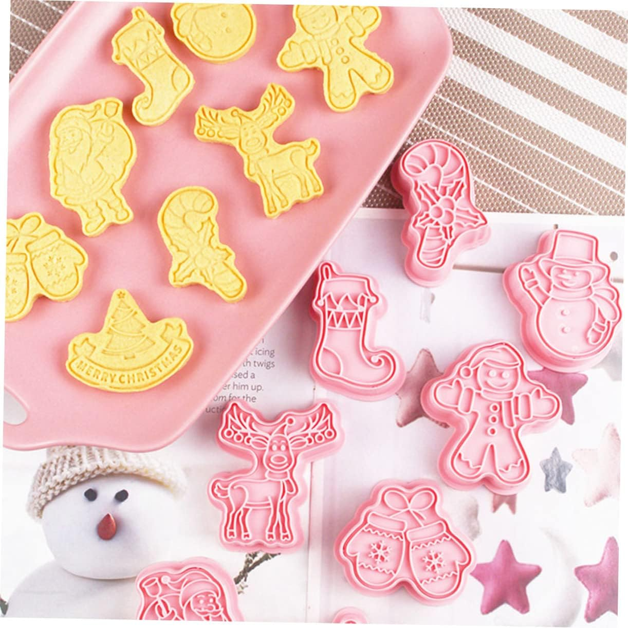 8Pcs Christmas Cookie Cutters Xmas Baking Mold Xmas Baking Supplies for Homemade Cookie Molds Festive Decorations