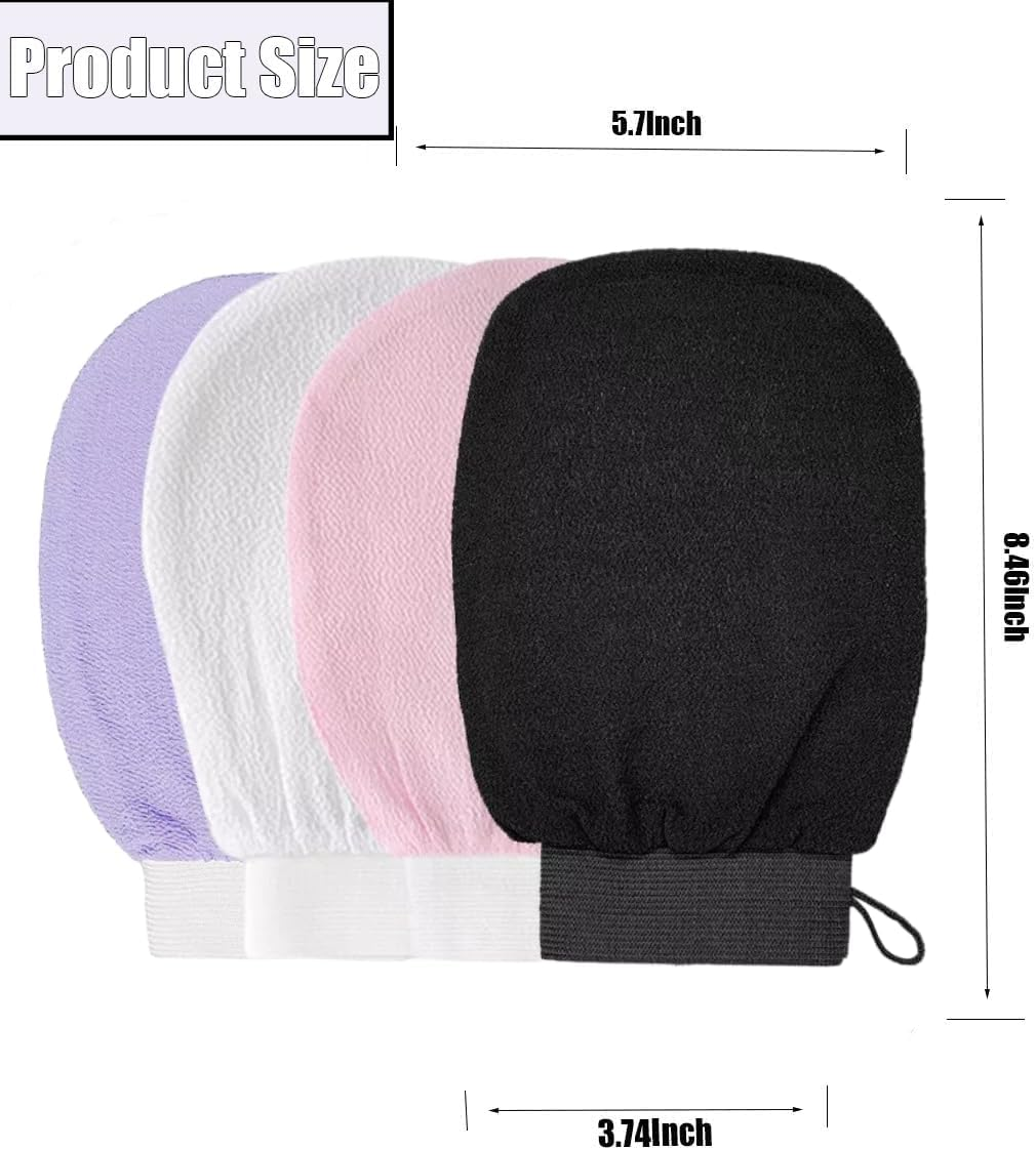 Korean Exfoliating Gloves &ndash; Dual-Sided Deep Cleansing Mitt for Dead Skin Removal, SPA & Body Scrub &ndash; for Women & Men（4 Pack） image number 5