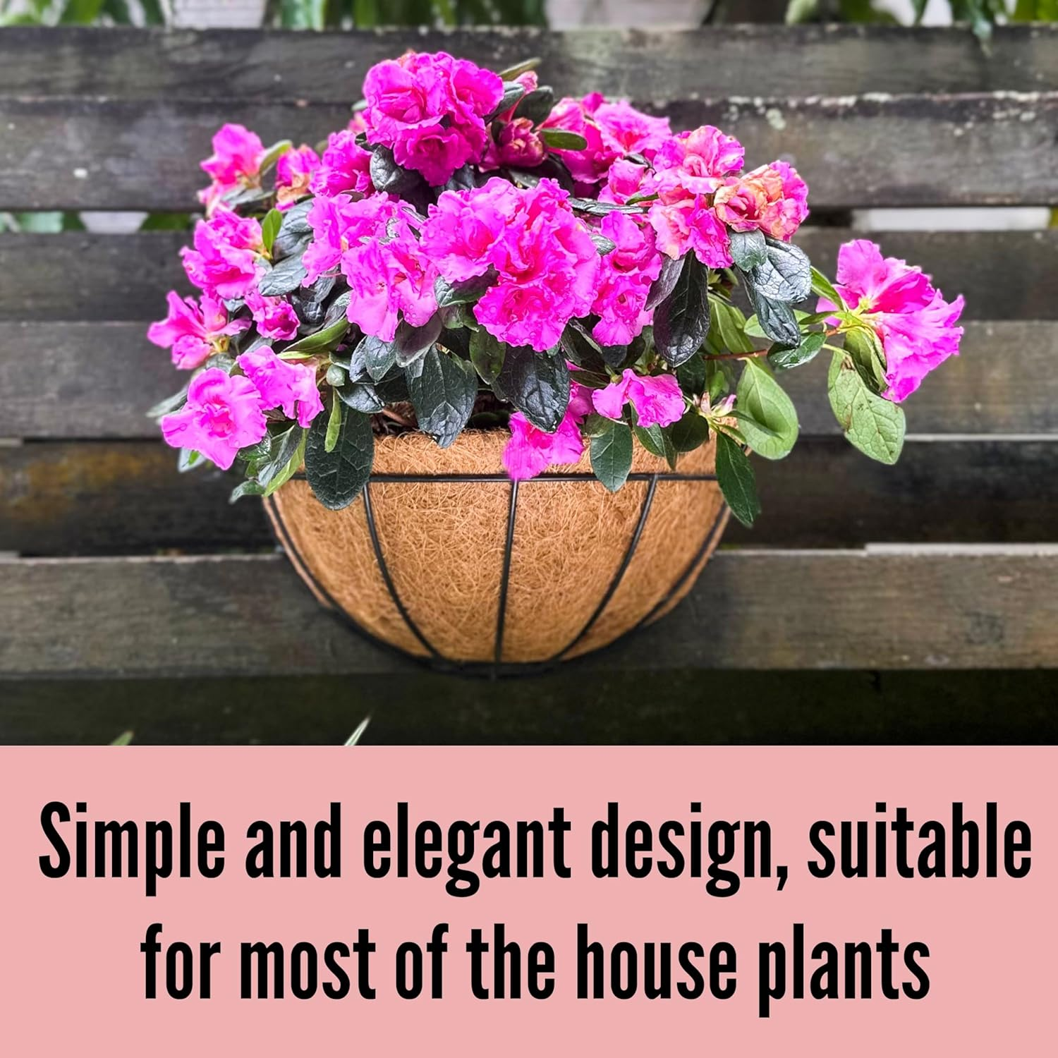 Lalagreen 16 Inch Large Wall Planter, 2 Pack Rail Hanging Pot with Coco Liner, Black Metal Wall Mounted Flower Basket Box Outdoor outside Fence Railing Plant Holder Deck Porch Patio Balcony Garden image number 3