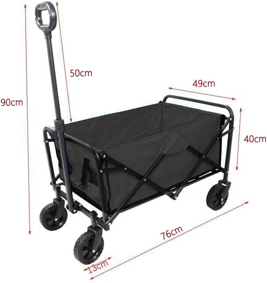 200L Foldable Garden Trolley Wagon Cart Outdoor Camping Beach Trailer with Brakes (White) image number 2