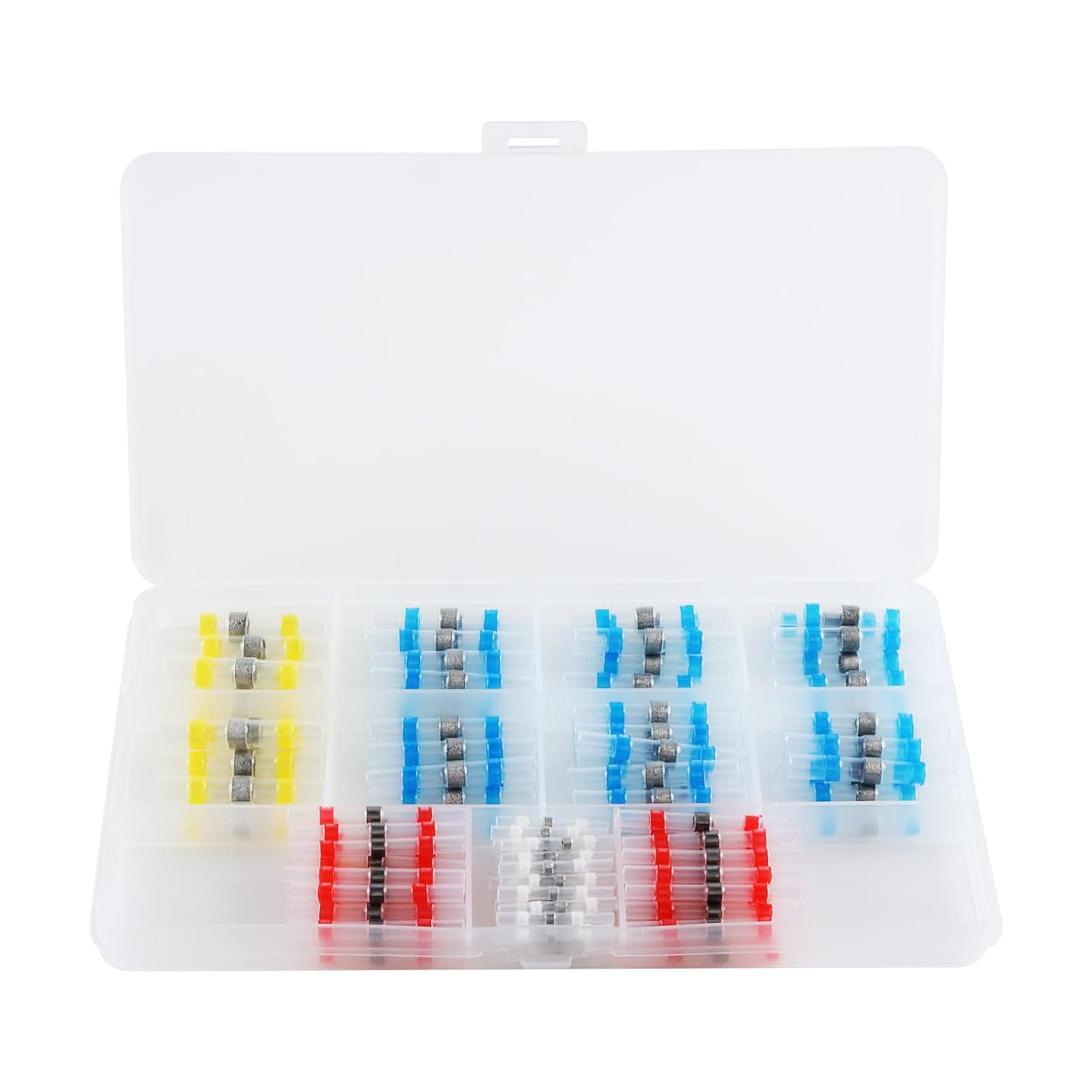 JESSINIE 150 Pcs Solder Seal Wire Connectors Kit, Heat Shrink Waterproof Electrical Butt Terminals for Marine Automotive Trailer RV, Boat Truck Wiring with Assortment Box image number 2