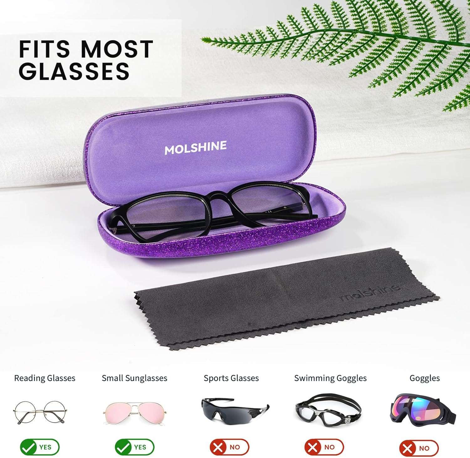 Molshine Bling Hard Shell Glasses Case,Portable Sparkling Shiny Eyeglass Case for Men Women Girl Travel Study Work image number 4
