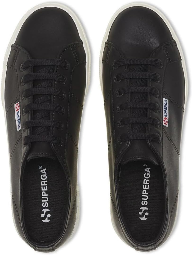 Superga Women'S 2740 Platform Sneaker, Black Matte Leather, EU39/US 8