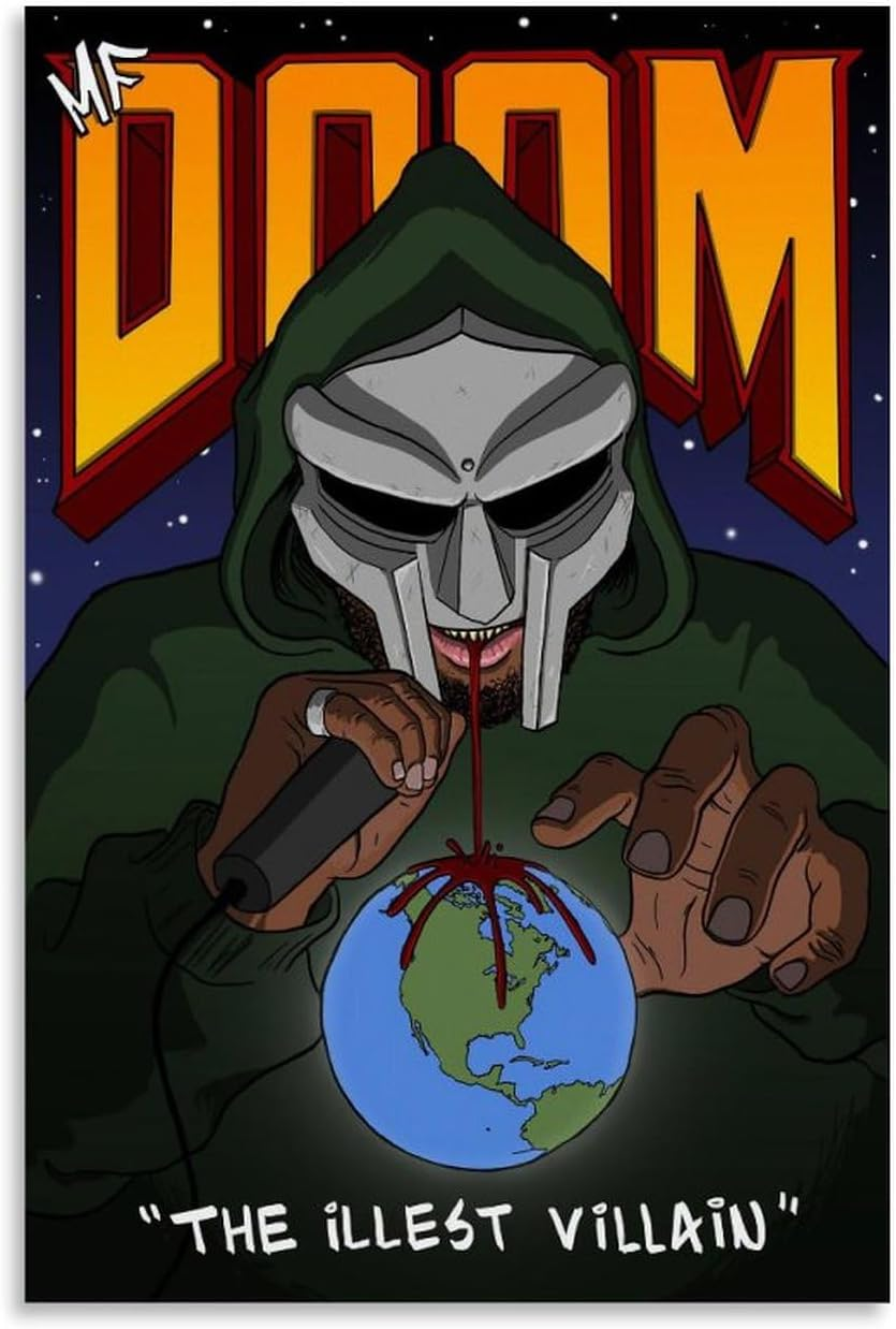 Rapper Mf Doom Poster Poster Canvas Painting Wall Art Picture Home Decor Print for Bedroom Living Room Dorm Study Bar Office 12X18Inch(30X45Cm) image number 1