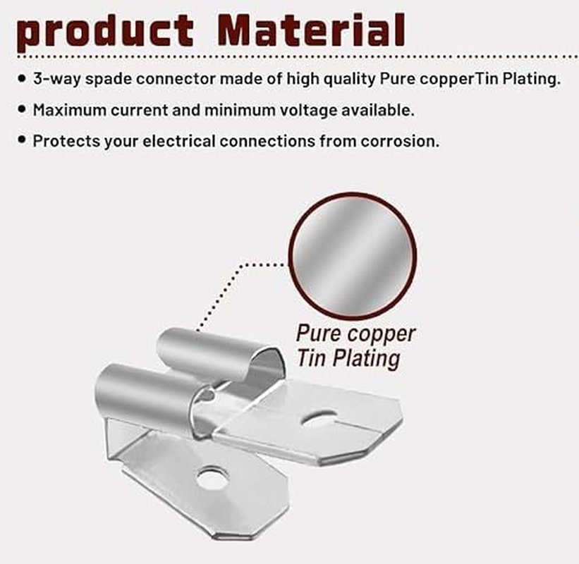 50PCS Silver Double Piggyback Spade Connectors, Electrical Double Male Female Adapter, Female Male Quick Disconnect Piggyback Spade Crimp Terminals Assortment Kit image number 4