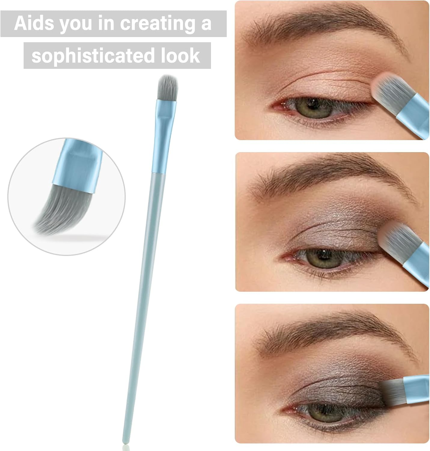 Boobeen 13Pcs Travel Makeup Brush Set, Fluffy Makeup Brushes for Eyeshadow Foundation, Face Brushes Makeup, Blendable Blush Brush for Beginner - Blue image number 6