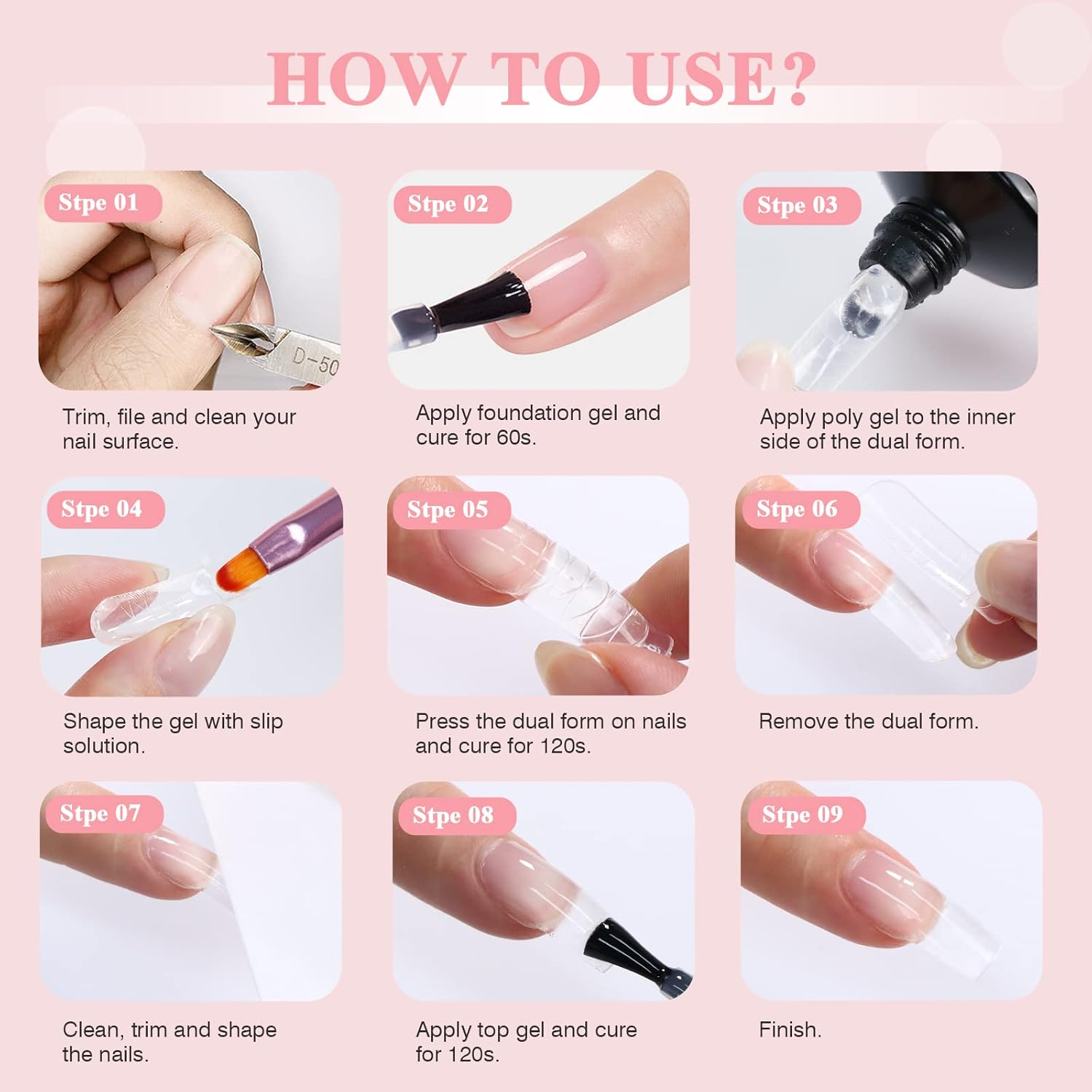 Saviland 100G Poly Gel -Large Capacity Clear Poly Nail Extension Gel Basic Hard G El for N Ail Enhancement Repair Nail Art French Manicure Starter G El Nail Kit for Na Il Salon Use DIY at Home, Clear image number 4