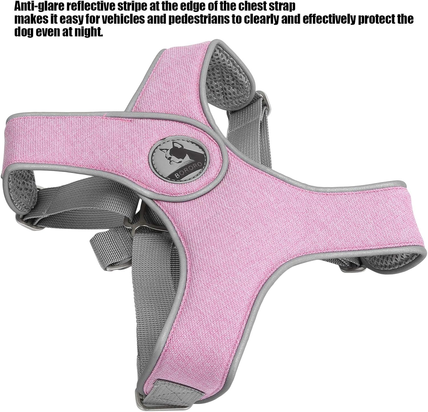 Dog Harness, Escape Proof Reflective Cat Walking Harness, Adjustable Soft Breathable Mesh Dog Vest Pet Chest Strap for Dogs Cats Outdoor Walking, Running,Training (Pink) image number 3