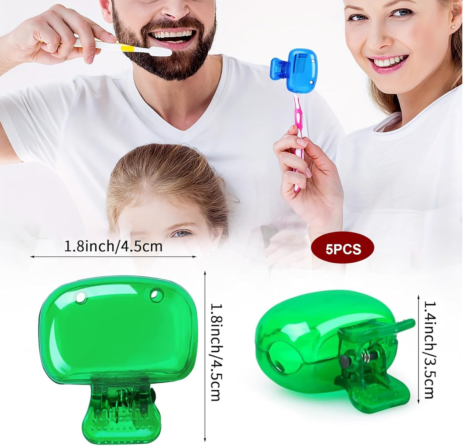 5Pack Toothbrush Cover, Toothbrush Covers for Toothbrush Head Protection,Travel Toothbrush Case, for Family Trips, Camping, Bathrooms, Schools and Business