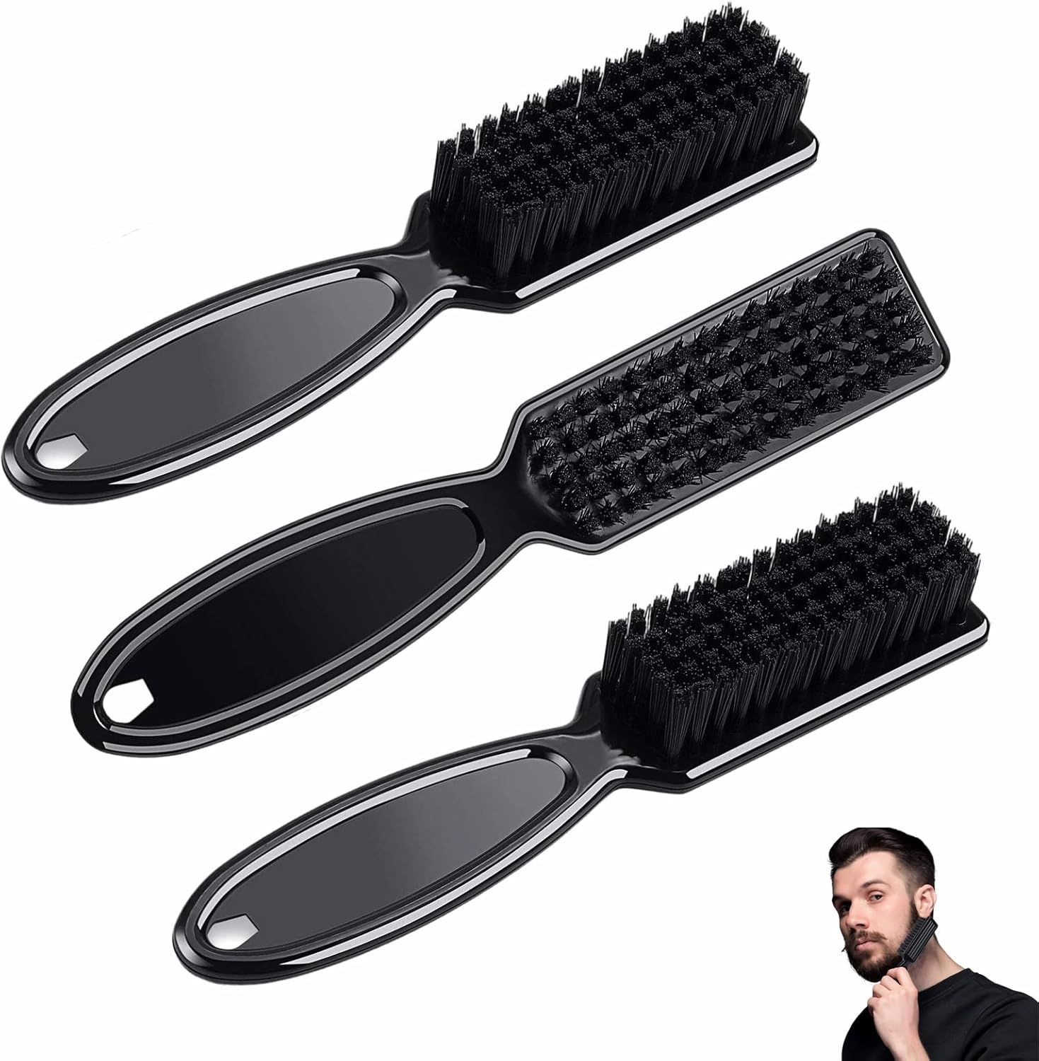 3 Pieces Hairdressing Cleaning Brush Barber Blade Cleaning Brush Tool for Hair Clippers Black image number 2