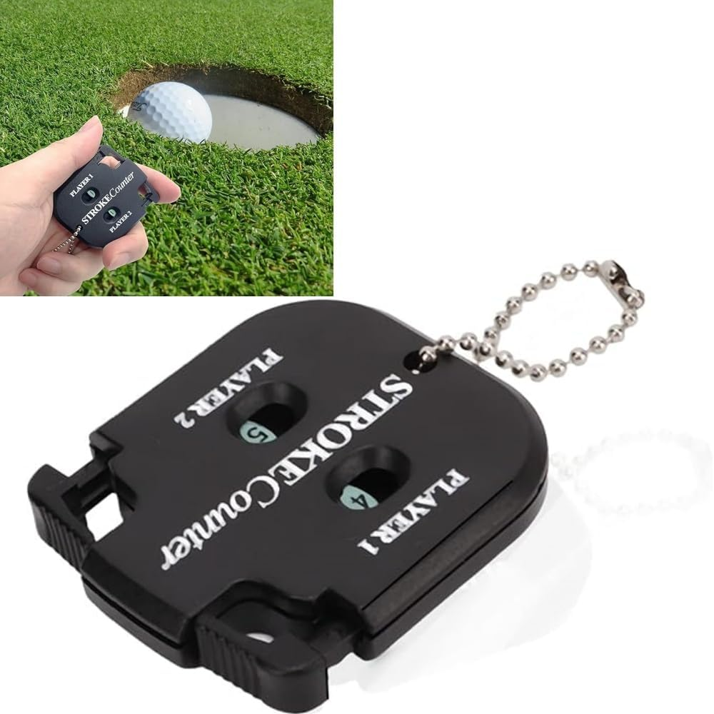 4 Pcs Counters with Keychain,Portable Mini Golf Stroke Counters,Manual Clicker with Reset Key and Keychain for Lightweight Scorekeep Tool,Counter for Golf（Black、White） image number 1