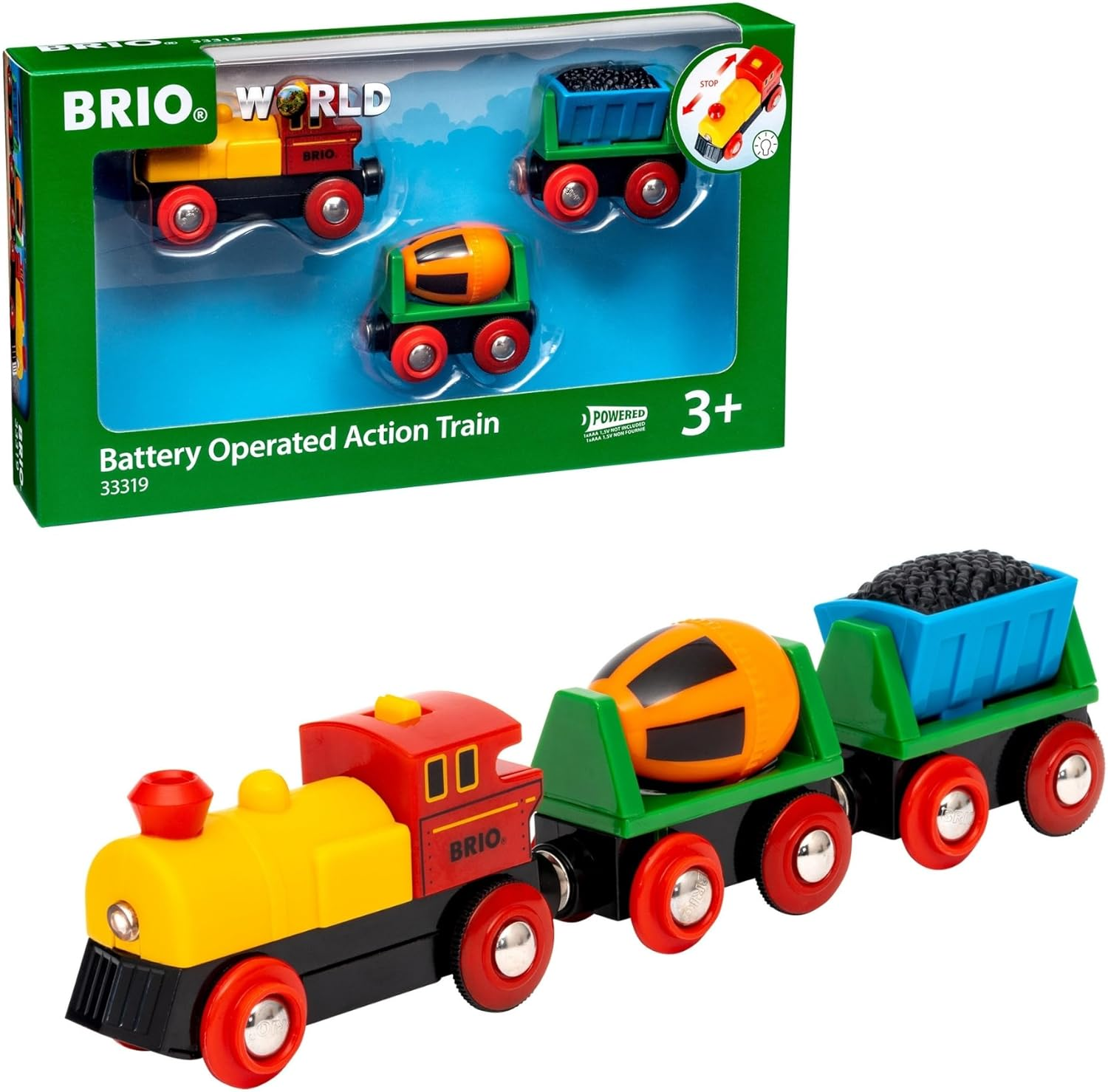 BRIO World 33319 Battery Operated Action Train &ndash; Wooden Train Engine with Motorised Movement, Compatible with BRIO Railway Sets for Kids 3+ Years image number 1